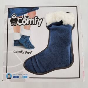 The Comfy Feet Slipper Socks US(W) 8-10 M/L Navy As Seen On Shark Tank Sherpa